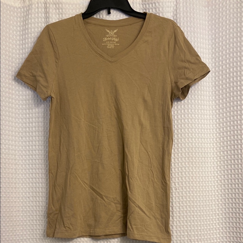 Faded Glory Tan Fitted Short Sleeve T-Shirt